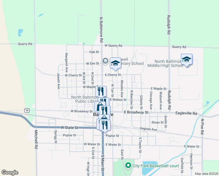 map of restaurants, bars, coffee shops, grocery stores, and more near 321 North Tarr Street in North Baltimore