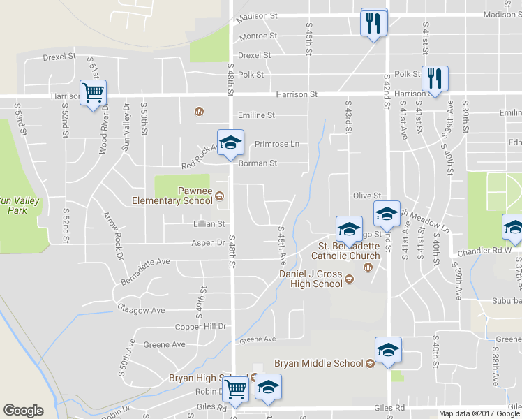 map of restaurants, bars, coffee shops, grocery stores, and more near 7508 South 46th Avenue in Bellevue