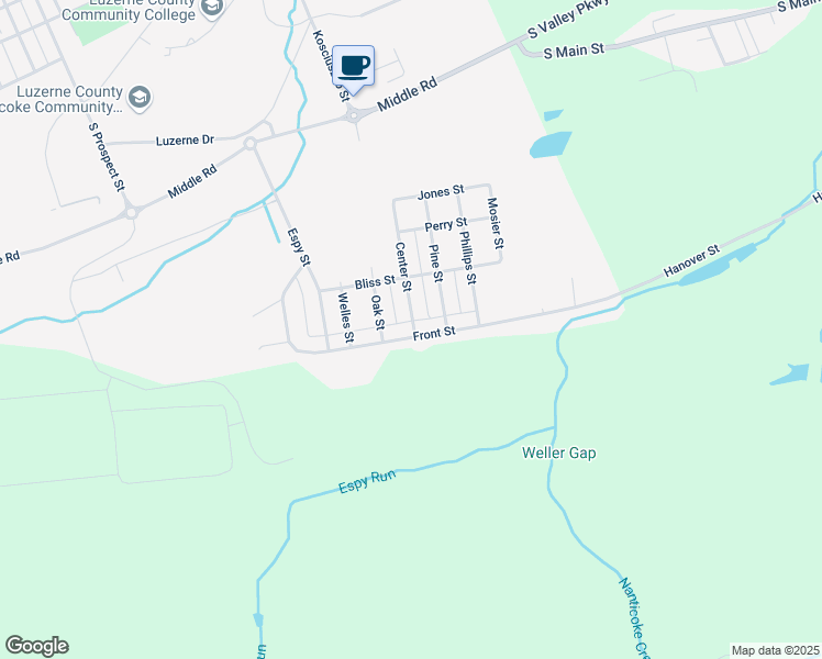 map of restaurants, bars, coffee shops, grocery stores, and more near 414 Front Street in Nanticoke