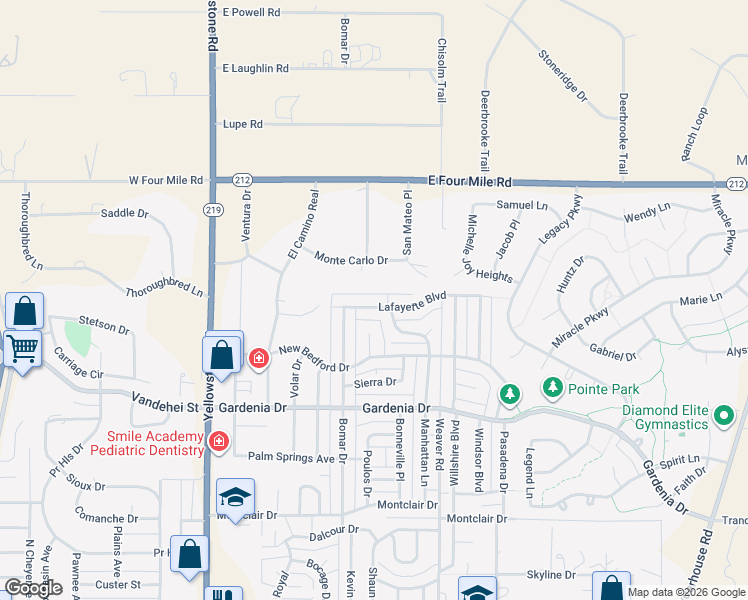 map of restaurants, bars, coffee shops, grocery stores, and more near 500 Lafayette Boulevard in Cheyenne