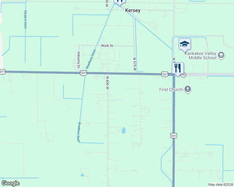 map of restaurants, bars, coffee shops, grocery stores, and more near 11877 North 600 West in De Motte