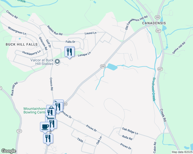 map of restaurants, bars, coffee shops, grocery stores, and more near Jones Lane in Cresco