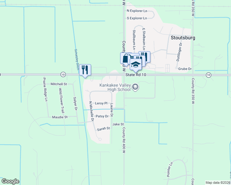 map of restaurants, bars, coffee shops, grocery stores, and more near 11869 Laurie Dr in Wheatfield