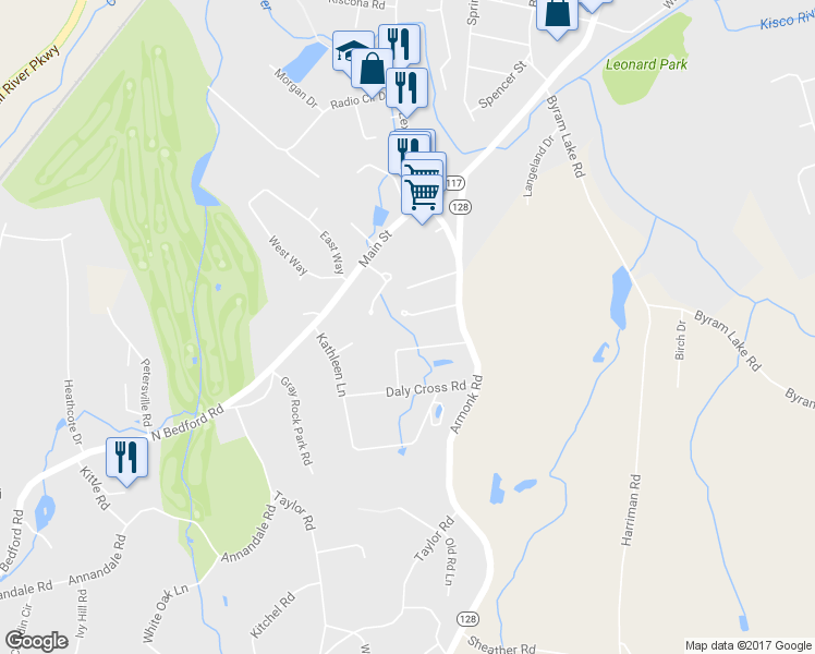 map of restaurants, bars, coffee shops, grocery stores, and more near 41 Meadowbrook Lane in Mount Kisco