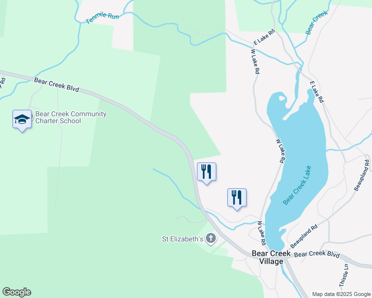 map of restaurants, bars, coffee shops, grocery stores, and more near Bear Creek Boulevard in White Haven