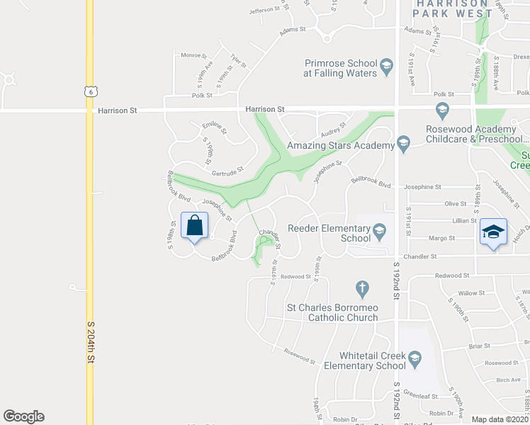 map of restaurants, bars, coffee shops, grocery stores, and more near 7402 South 197th Street in Gretna