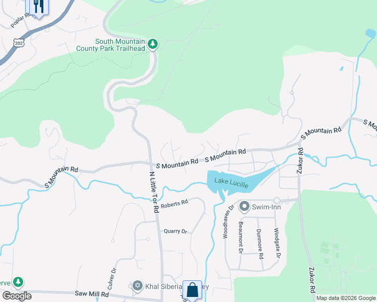 map of restaurants, bars, coffee shops, grocery stores, and more near 265 South Mountain Road in New City