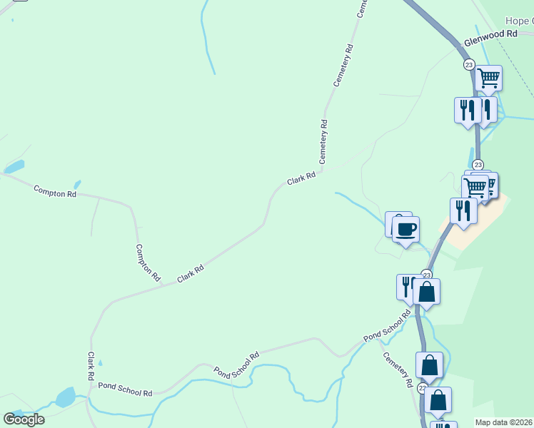 map of restaurants, bars, coffee shops, grocery stores, and more near 53 Clark Road in Wantage