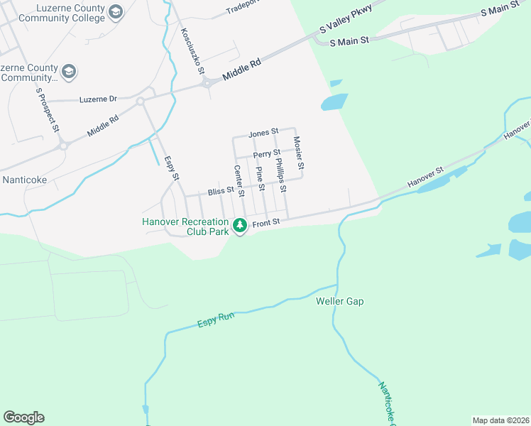 map of restaurants, bars, coffee shops, grocery stores, and more near 414 Front Street in Nanticoke