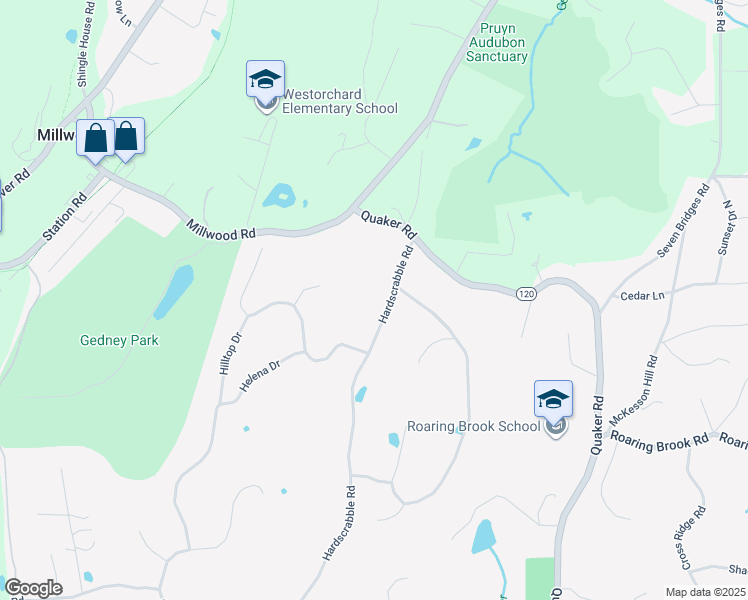 map of restaurants, bars, coffee shops, grocery stores, and more near 1266 Hardscrabble Road in Chappaqua