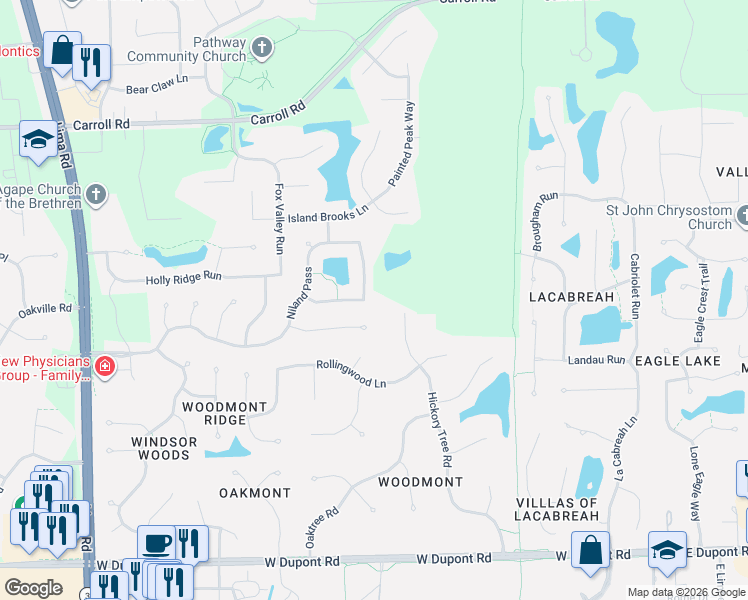 map of restaurants, bars, coffee shops, grocery stores, and more near 902 Hemingford Ct in Fort Wayne