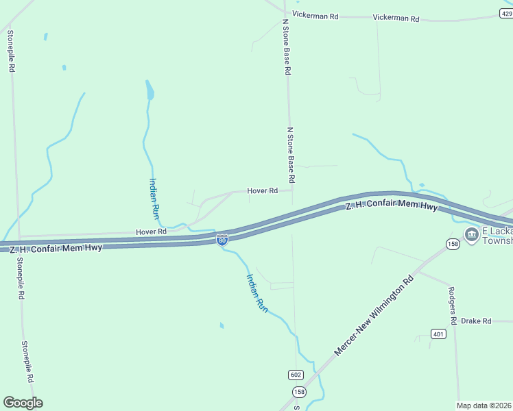 map of restaurants, bars, coffee shops, grocery stores, and more near 159 Hover Road in Mercer