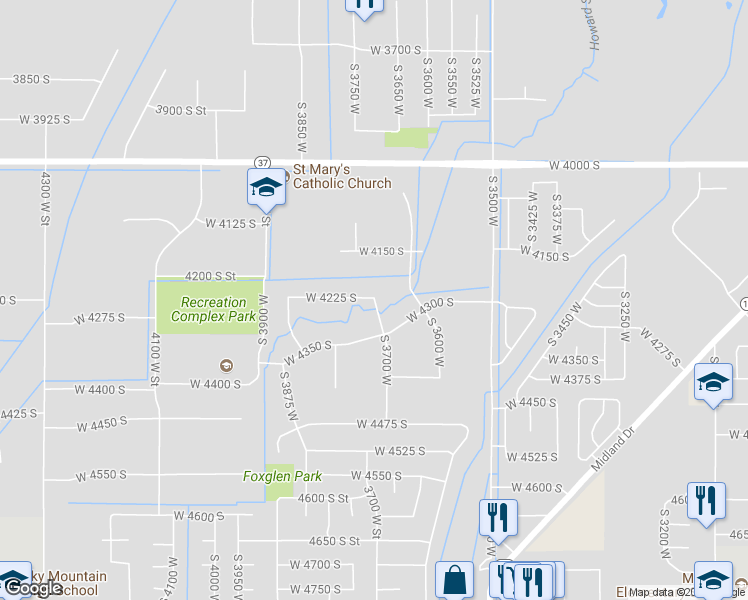 map of restaurants, bars, coffee shops, grocery stores, and more near 4063 South 3800 West in West Haven