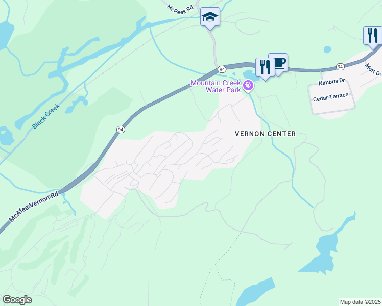 map of restaurants, bars, coffee shops, grocery stores, and more near 13 Great Gorge Drive in Vernon Township