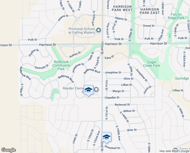 map of restaurants, bars, coffee shops, grocery stores, and more near 19224 Olive Plaza in Gretna