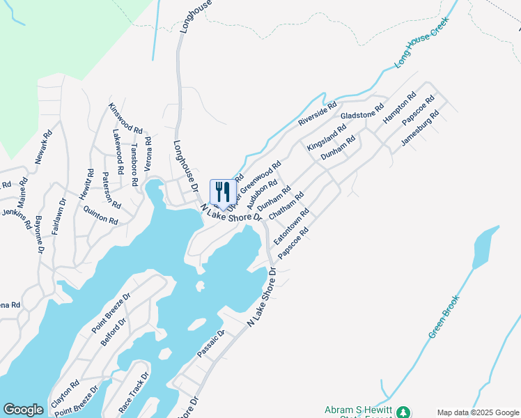 map of restaurants, bars, coffee shops, grocery stores, and more near 20 Audubon Road in West Milford
