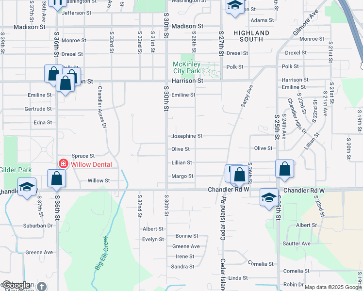 map of restaurants, bars, coffee shops, grocery stores, and more near 2815 Josephine Street in Bellevue