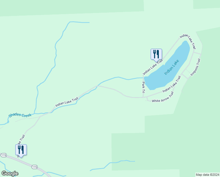 map of restaurants, bars, coffee shops, grocery stores, and more near Indian Lake Trail in White Haven