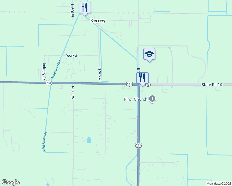 map of restaurants, bars, coffee shops, grocery stores, and more near 5675 Highway 10 in De Motte