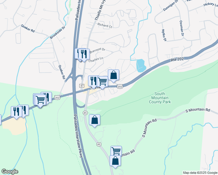 map of restaurants, bars, coffee shops, grocery stores, and more near 324 U.S. 202 in Pomona