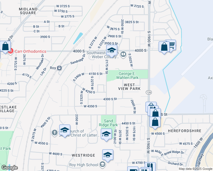 map of restaurants, bars, coffee shops, grocery stores, and more near 4230 2175 West Street in Roy