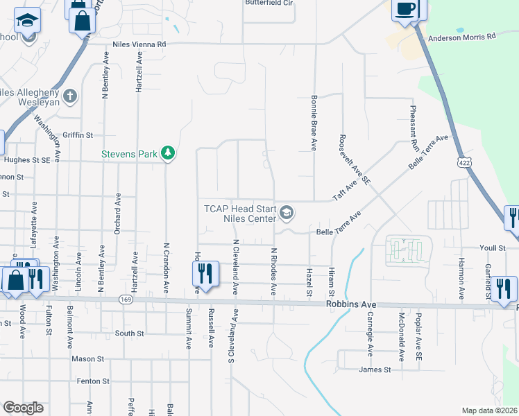 map of restaurants, bars, coffee shops, grocery stores, and more near 365 McEvoy Court in Niles