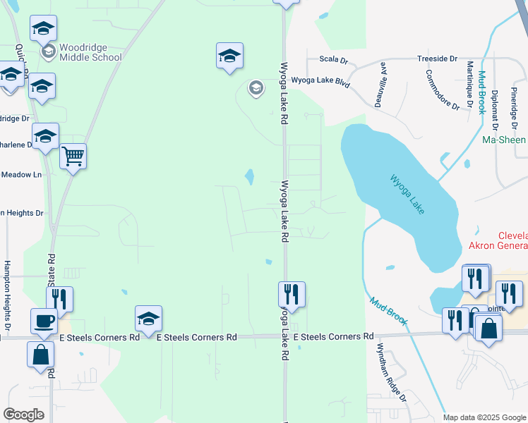 map of restaurants, bars, coffee shops, grocery stores, and more near 4344 Wyoga Lake Road in Cuyahoga Falls