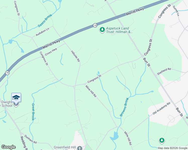 map of restaurants, bars, coffee shops, grocery stores, and more near 3366 Congress Street in Fairfield