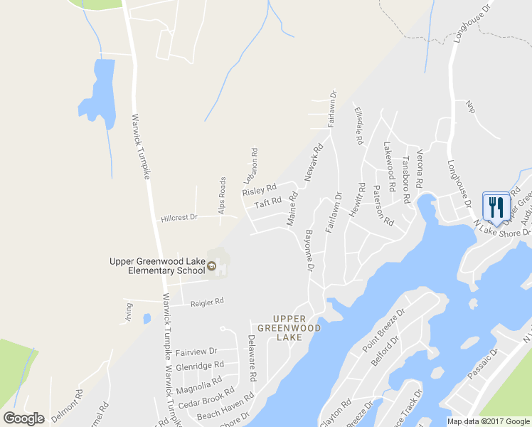 map of restaurants, bars, coffee shops, grocery stores, and more near 18 Ormond Road in West Milford