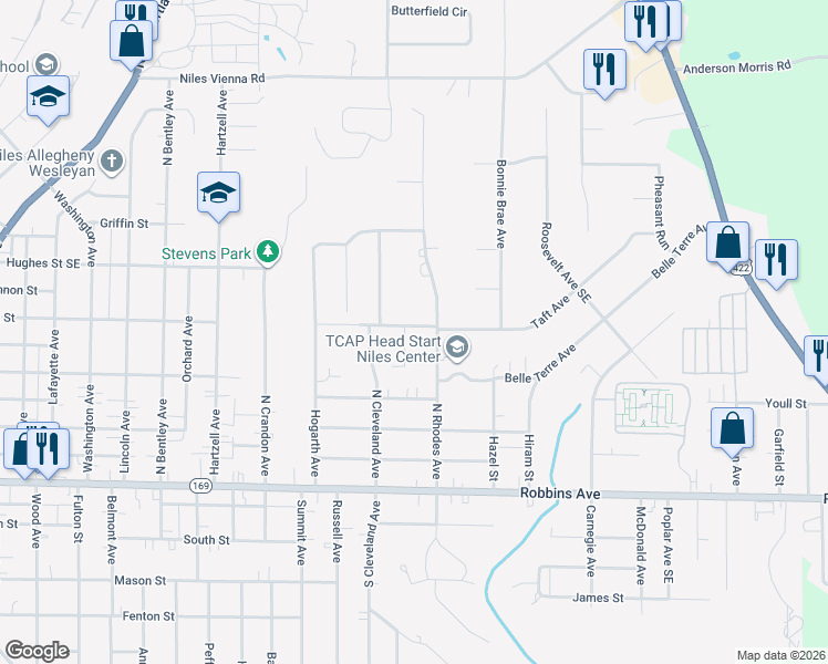 map of restaurants, bars, coffee shops, grocery stores, and more near 365 McEvoy Court in Niles