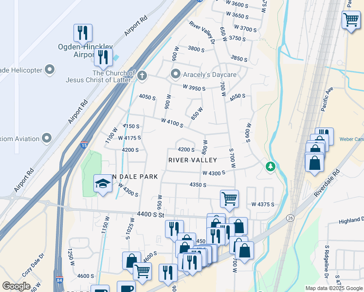 map of restaurants, bars, coffee shops, grocery stores, and more near 902 West 4200 South in Ogden