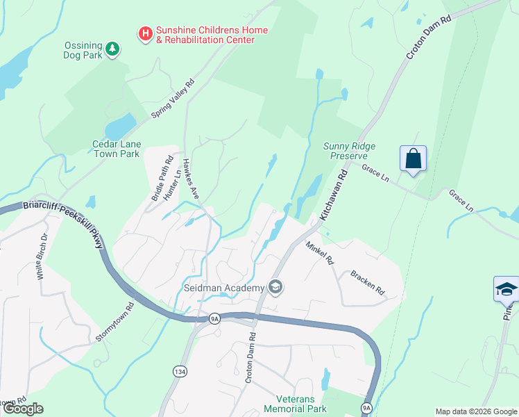 map of restaurants, bars, coffee shops, grocery stores, and more near 70 Spring Pond Drive in Ossining