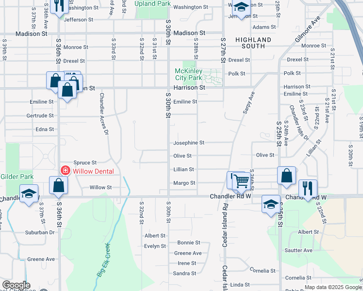 map of restaurants, bars, coffee shops, grocery stores, and more near 2815 Josephine Street in Bellevue