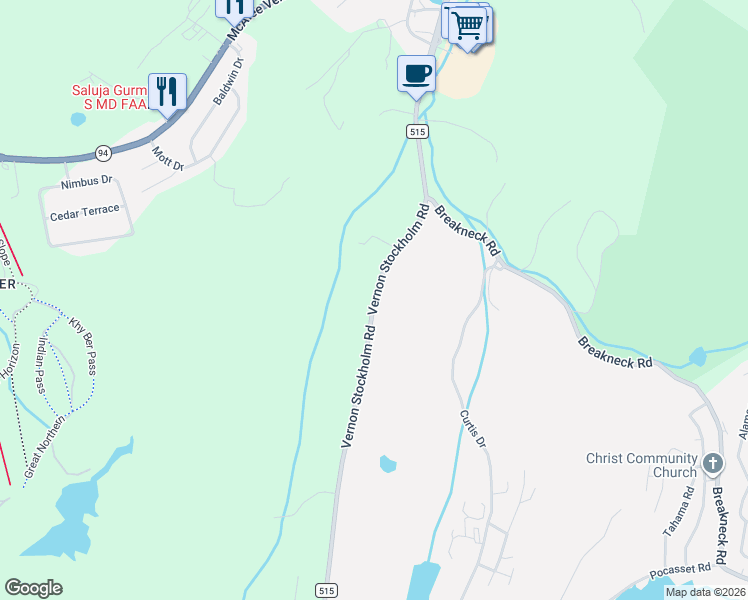 map of restaurants, bars, coffee shops, grocery stores, and more near 474 County Road 515 in Sussex County