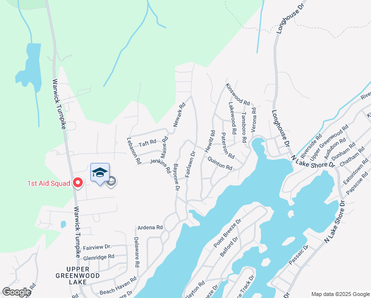 map of restaurants, bars, coffee shops, grocery stores, and more near 92 Bayonne Drive in West Milford