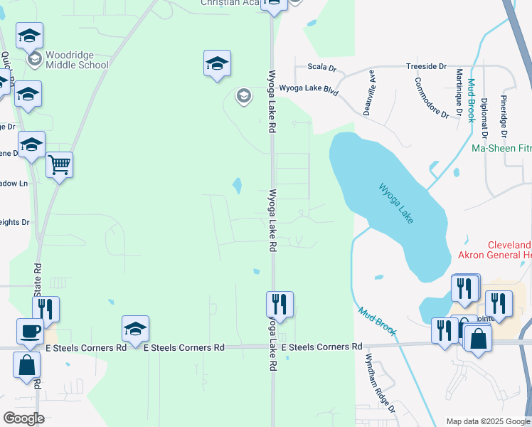 map of restaurants, bars, coffee shops, grocery stores, and more near in Cuyahoga Falls