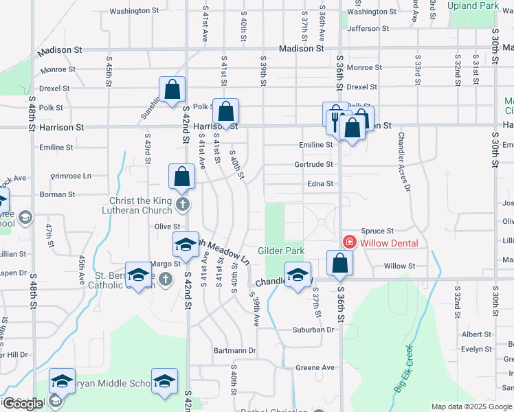 map of restaurants, bars, coffee shops, grocery stores, and more near 7307 South 40th Street in Bellevue