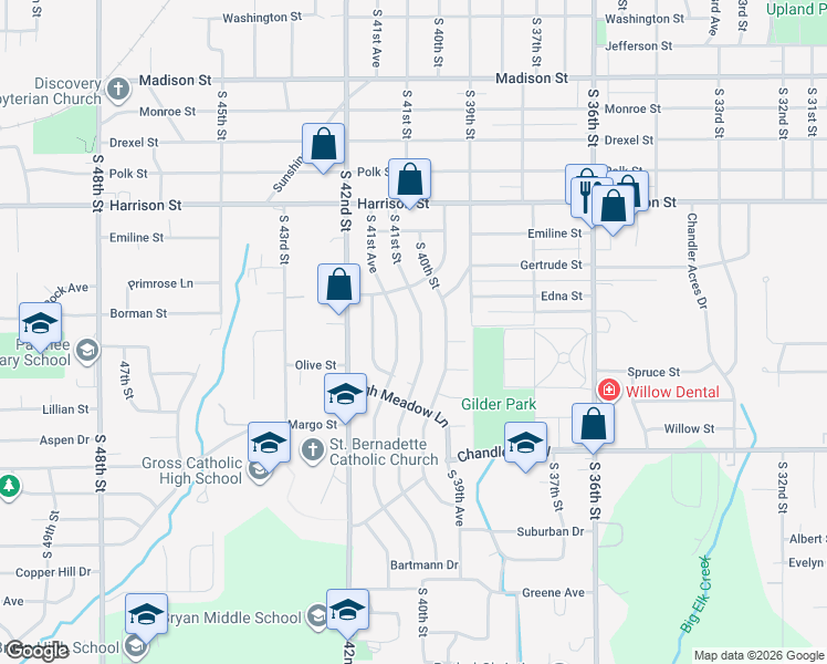 map of restaurants, bars, coffee shops, grocery stores, and more near 7306 South 41st Street in Omaha