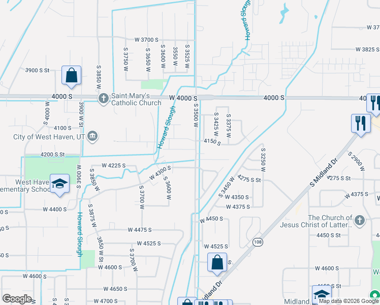 map of restaurants, bars, coffee shops, grocery stores, and more near 3511 West 4200 South in West Haven