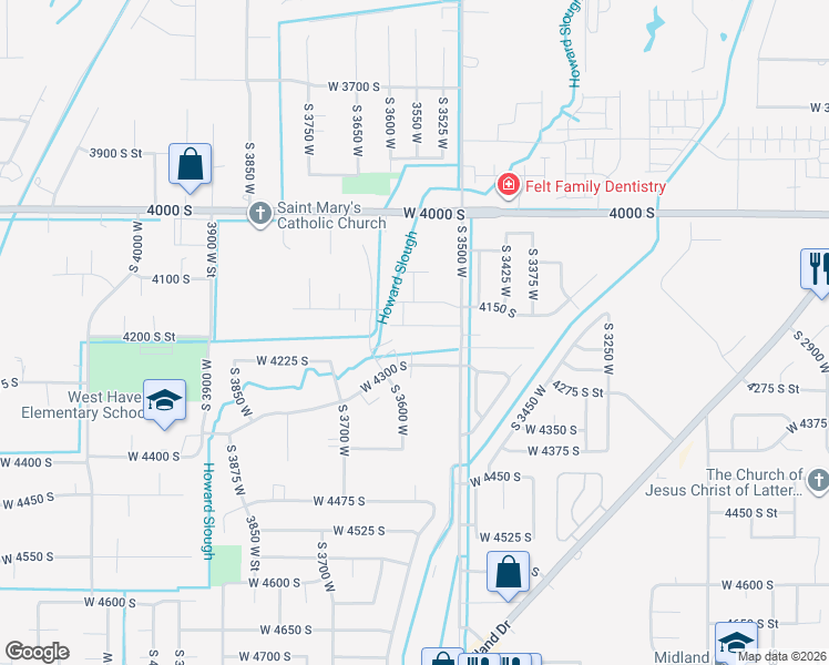 map of restaurants, bars, coffee shops, grocery stores, and more near 3561 West 4200 South in West Haven