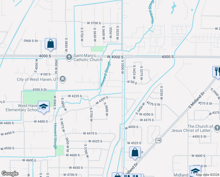 map of restaurants, bars, coffee shops, grocery stores, and more near 3561 West 4200 South in West Haven
