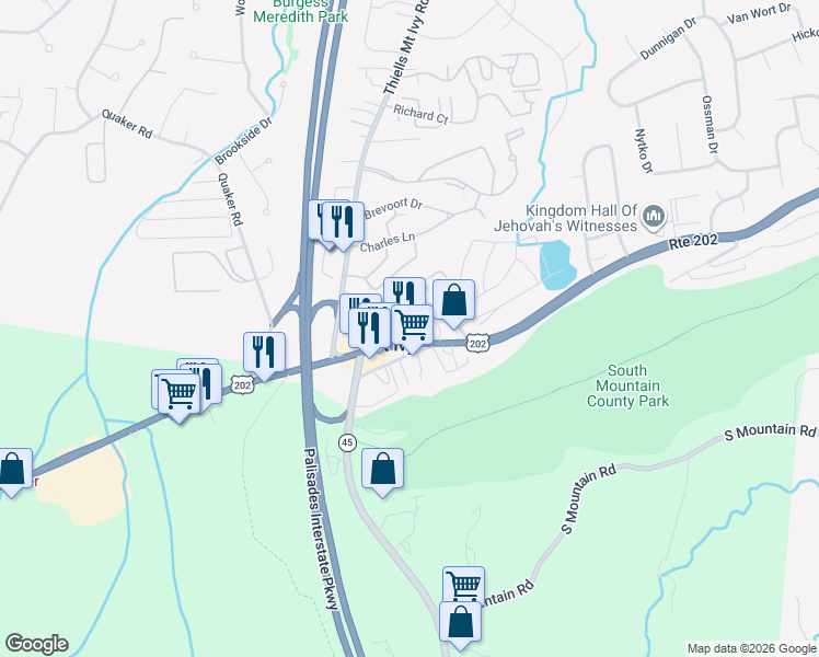 map of restaurants, bars, coffee shops, grocery stores, and more near 83 Parkway Trailer Court in Pomona
