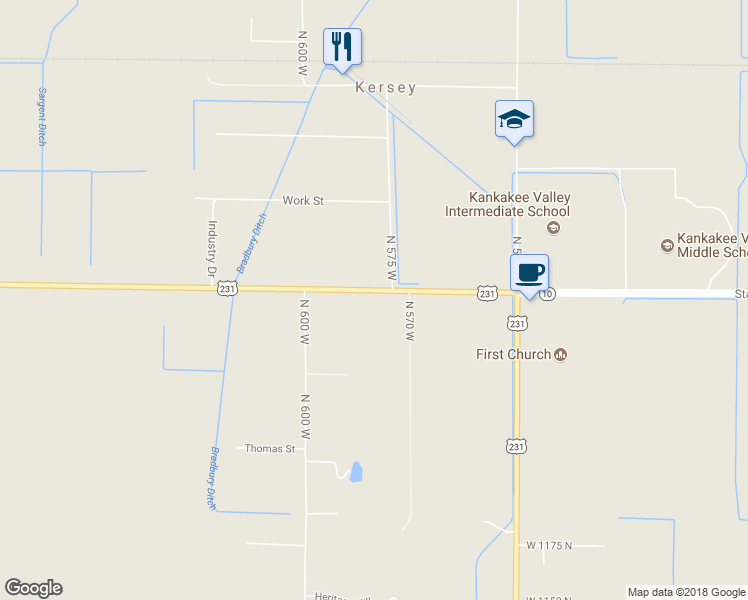 map of restaurants, bars, coffee shops, grocery stores, and more near 5795 Highway 10 in De Motte