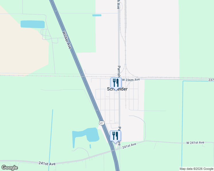 map of restaurants, bars, coffee shops, grocery stores, and more near 23702 Ivy Street in Schneider