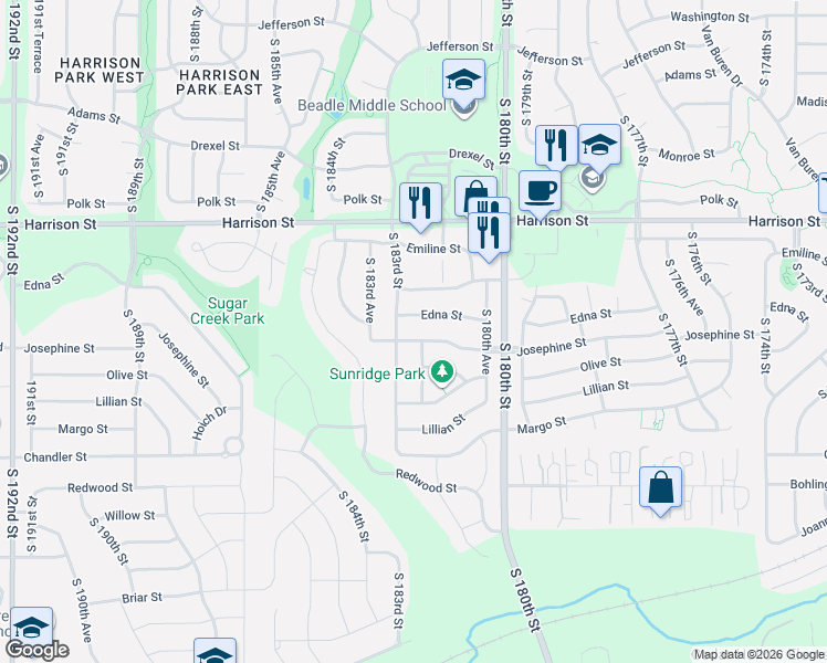 map of restaurants, bars, coffee shops, grocery stores, and more near 18035 Josephine Street in Omaha