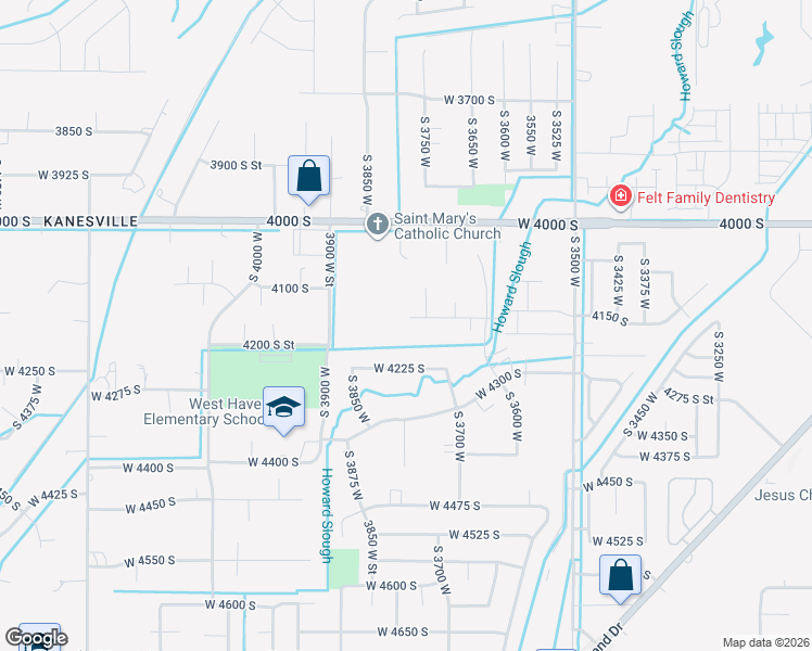 map of restaurants, bars, coffee shops, grocery stores, and more near 3784 West 4225 South in West Haven