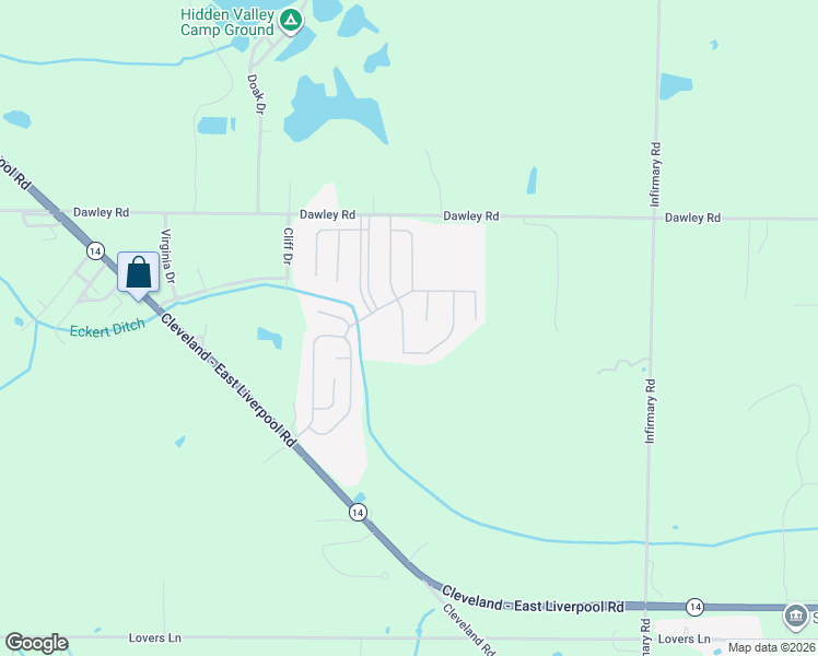 map of restaurants, bars, coffee shops, grocery stores, and more near 7225 Salem Trail South in Ravenna
