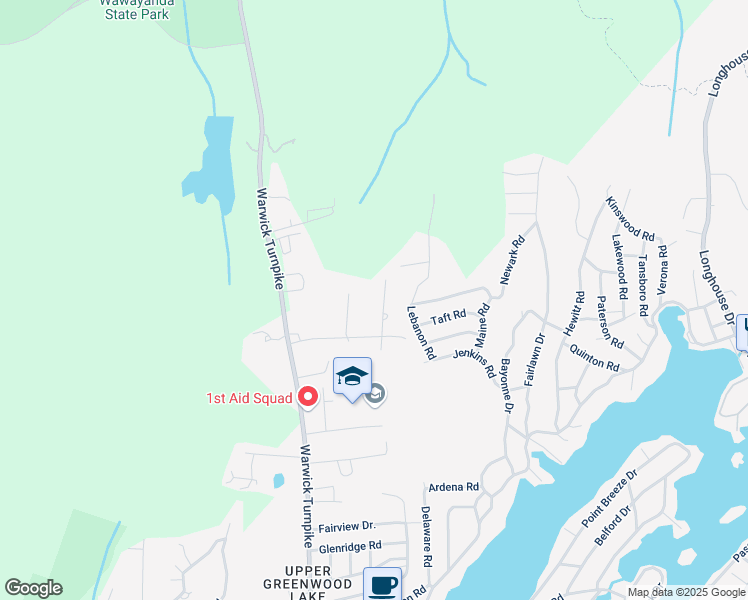 map of restaurants, bars, coffee shops, grocery stores, and more near 25 Alps Road in Sussex County