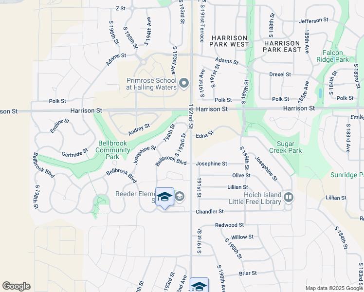 map of restaurants, bars, coffee shops, grocery stores, and more near 8121 South 193rd Avenue in Gretna