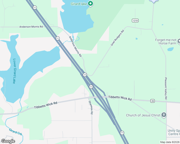 map of restaurants, bars, coffee shops, grocery stores, and more near 3320 Anderson Morris Road in Girard